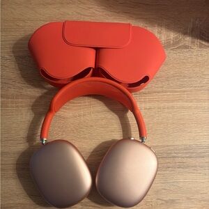 Apple Over-Ear Headphones in Vibrant Red and Elegant Gold